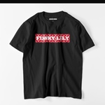 和柄ボックスロゴにバックは桜Tシャツ