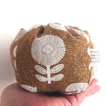 『Mini Colon●巾着』■北欧テイスト／Nordic flower柄(ダークマスタード)  