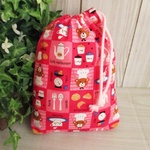 巾着袋(24cm×18cm)＊給食袋＊入園入学/通園通学【168-A】