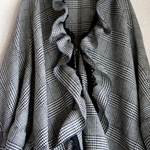 グレンチェックウール100 フリルケープ