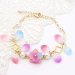 紫陽花とコットンパールのブレスレット