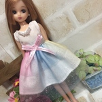 リカちゃん服ワンピース 〜ラメオーロラチュール白〜