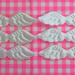 L天使の羽根☆サテン白☆型抜きアップリケ☆パーツ