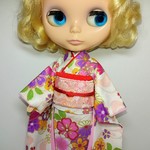 ブライス 着物 リカちゃん 着物 振袖 白 流水