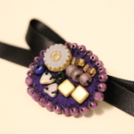 フェルト刺繍ブローチ・紫