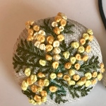 刺繍ヘアゴムor刺繍ブローチ ミモザの花3