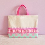 ダブルフリルと帆布のレッスンバッグ【受注製作】　