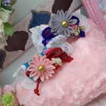 桜色の和リボン(緑×桜)