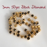 A級ガラスストーン♡3mm50粒♡ブラックダイヤモンド