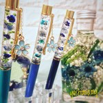 ハーバリウム✨ボールペン【ブルーな桜チャーム付き🌸】