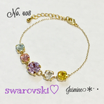 スワロフスキーの春色5連ブレスレット♡