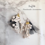 ドット チュール×つぶつぶ レース イヤリング/ピアス