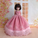 ピンクのドレス  パール  1/6ドール用