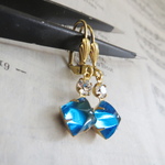 ヴィンテージストーンのピアス　Ocean Blue & Crystal 