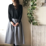 ギャザースカート ギンガムチェック黒