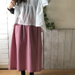 ギャザースカート ギンガムチェック赤