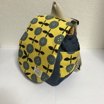 ふわふわベビーリュック【北欧調ボタン風お花(黄色)×デニム】