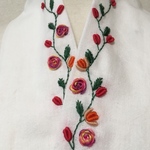 綿麻花刺繍半襟
