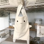 おでかけウサギ　ガーゼタオル　茶色チェック③