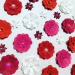 お花シール❁︎30枚❁︎半透明mix 赤系