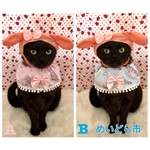 チェック柄ケープ、猫ちゃんの首輪