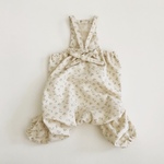 犬服・小花ロンパース_ライトベージュ