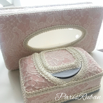 刺繍柄【クロスナージュ 】ティッシュボックスケースとシルコットケース