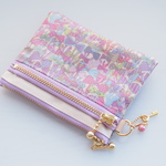 LIBERTY　 Jenny's Ribbons/ ジェニーズリボンズ　2015ss　19L　wファスナー・クリアポケット付きminiポーチ　◆suicaケース・パスケースにも♪