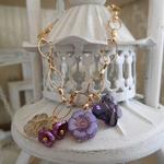 花と蝶のブレスレット　パープル