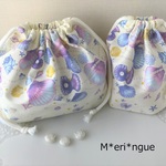 【ｍ様ご依頼品】ゆらゆら貝殻のお弁当袋＆コップ袋＆ランチョンマットのセット