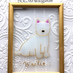 DOG.AMグラスアートフレーム ［ ウエストハイランドホワイトテリア ウエスティ ホワイティ]   タイプB お座り