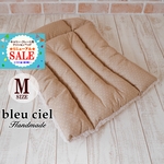 ☆40％OFF!!☆　【完成品】　旧タイプ／キャリー・クレート用　2WAYクッションベッド　Mサイズ 　ビンテージドット（ベージュ）×プードルファー（クリームベージュ）