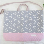 ten＊uur＊ry様オーダー品　さくらんぼ柄×ピンクダンガリーのショルダーバッグ