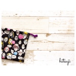 顔がいっぱい 給食袋 巾着袋  (ブラック)