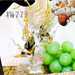 友禅紙 梅223【銀赤 花扇子柄】折り鶴ピアス イヤリング 和服にも❁