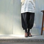 再販*リネンコットン*もんぺパンツ*黒