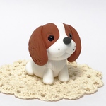 コロ犬 キャバリア②  粘土細工の置物［インテリア 飾り］ 