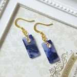 べっ甲風ピアス 長方形
