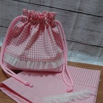 フリルが可愛い♡お弁当袋とランチョンマット ピンク ギンガムチェック  