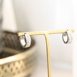 【ステンレス】パヴェのフープピアス（クリスタル×シルバー）