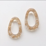 《6pcs》アクリル製しずく型パーツ(クリア×金箔風)