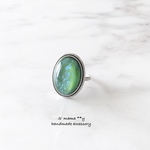 再販＊チェコオパール grass cabochon ring