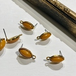 ゴールド オーバル カボション カンツキ ピアス 素材  3組６個 マスタードイエロー