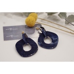 【再販】 大ぶり  ネイビー  アクリルピアス