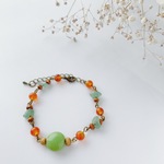 【SALE】¥880→¥600 天然石のアンティーク調ブレスレット〈Orange×Green〉