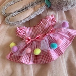 ステラルーちゃんのお洋服☆　ピンクギンガムポンポンワンピ