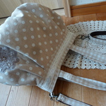 ＜an25berry様専用＞３wayタックとギャザーのぷっくりバッグ（ベージュドットとチェック）
