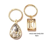 【再入荷】4pcs★big diamond drop&square（ダブルガラスチャーム）