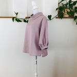 リネン🌱バルーンカフス袖2wayロールカラーのブラウス🌱スモークピンク