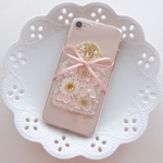 【全機種対応】お花の詰まった香水瓶❁.*･ﾟスマホケース  スイートピンク